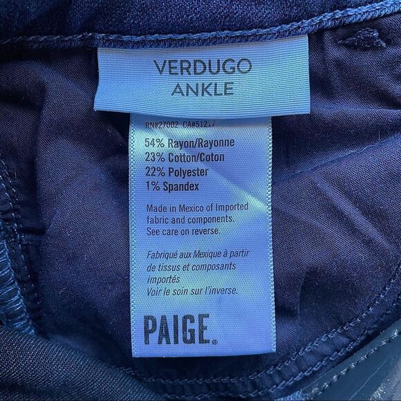 Paige Dark Blue 8.5” Rise Verdugo Ankle Skinny Jeans - Size: 25 - Picture 3 of 9